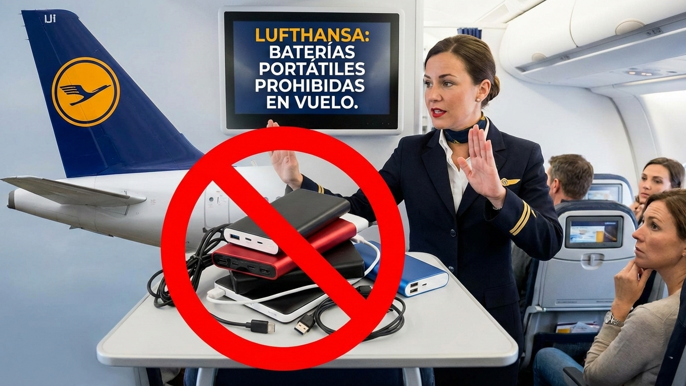 Lufthansa prohíbe el uso de baterías portátiles en los vuelos